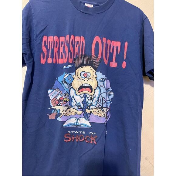 VTG 1996 Stressed Out! State of Shock Tshirt Freeze NY 90’s USA M one stitch “HO - Picture 3 of 7